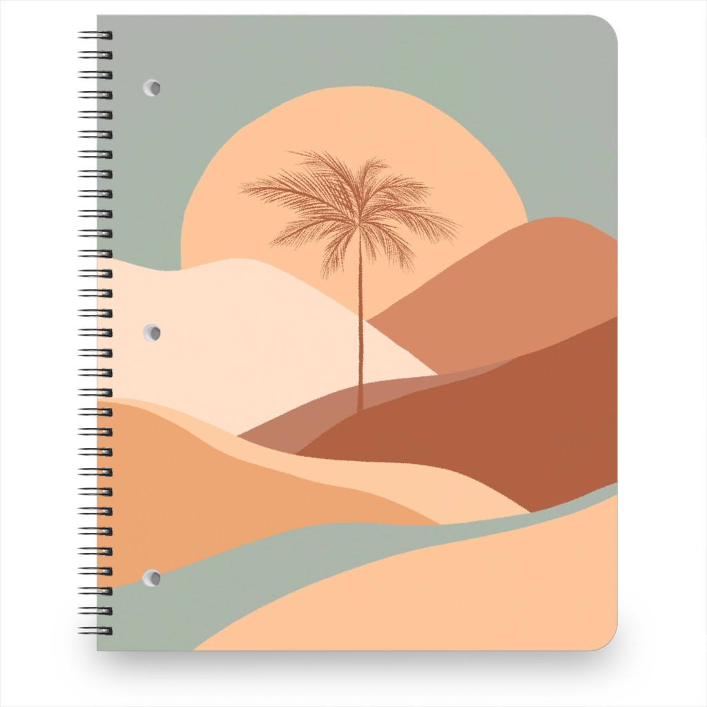 Tropical Boho Palm Sunset - Orange and Blue Notebook, 8.5x11, Multicolor