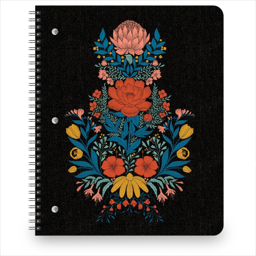 Garden Flower Notebook, 8.5x11, Multicolor, Coal
