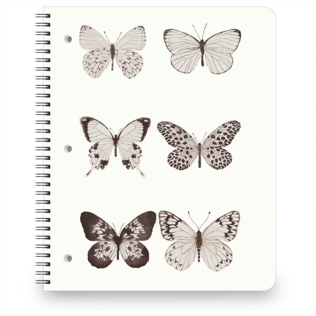 Butterflies Pairs Notebook, 8.5x11, Gray, Rye