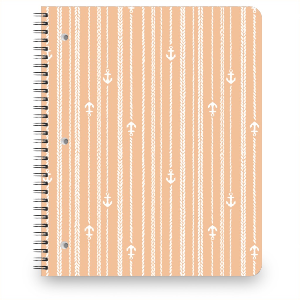 Ropes and Anchors - Orange and White Notebook, 8.5x11, Orange, Orange