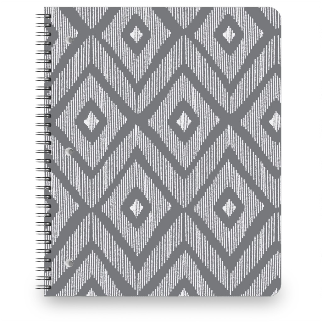 Ikat Notebook, 8.5x11, Gray