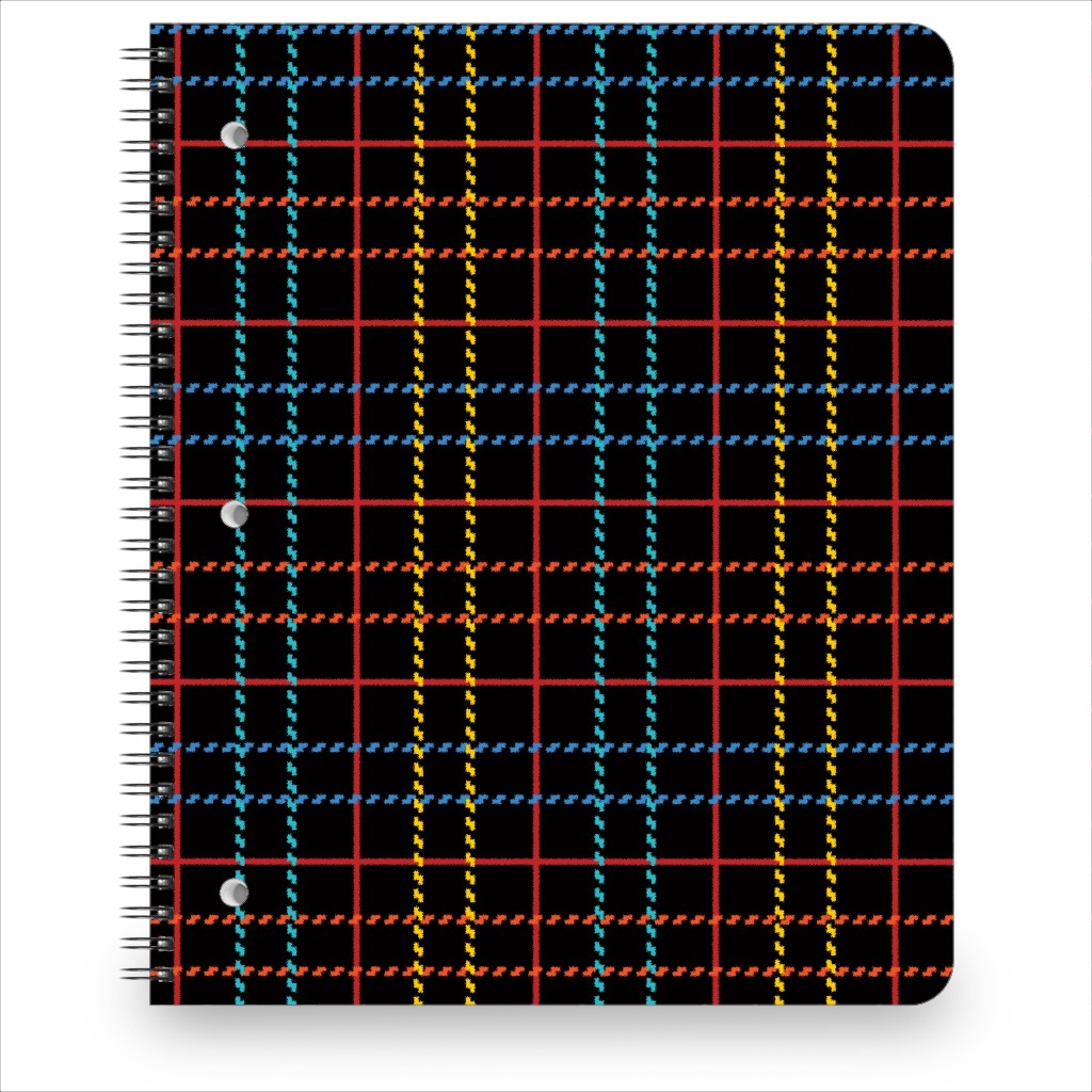 Grid Plaid - Dark Multi Notebook, 8.5x11, Black, Black