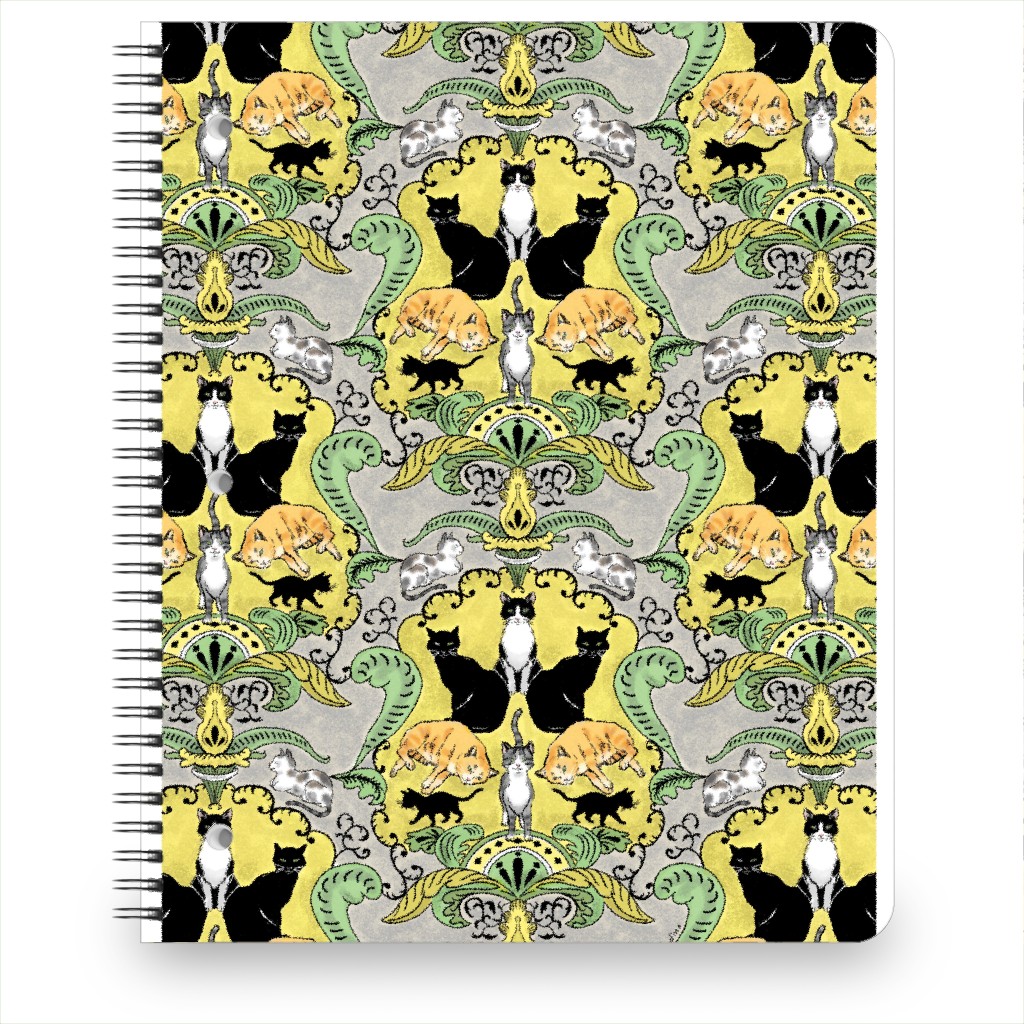 Cat Damask Notebook, 8.5x11, Multicolor, Willow