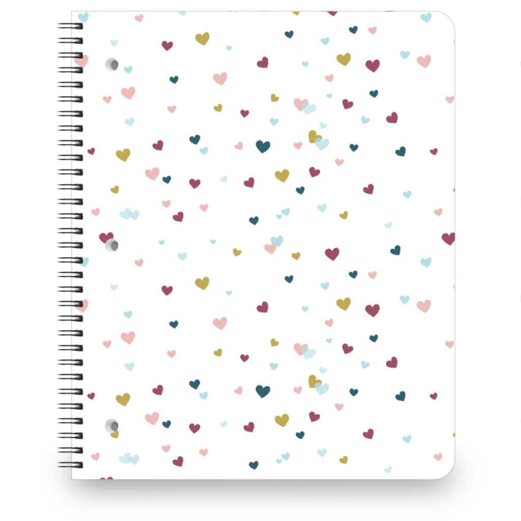 Confetti Hearts - White and Multi Notebook, 8.5x11, Multicolor