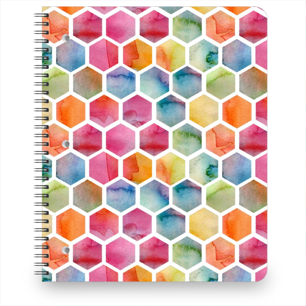 Watercolour Hexagons - Multi Notebook, 8.5x11, Multicolor
