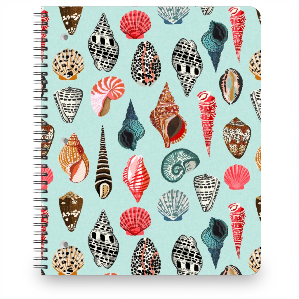 Seashells Beach Summer - Mint Notebook, 8.5x11, Multicolor