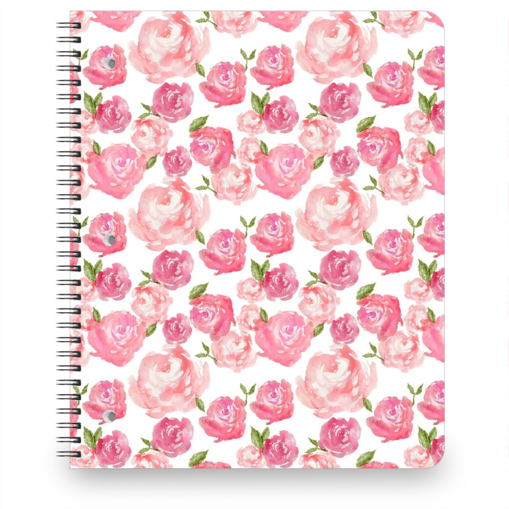 Watercolor Floral - Pink Notebook, 8.5x11, Pink