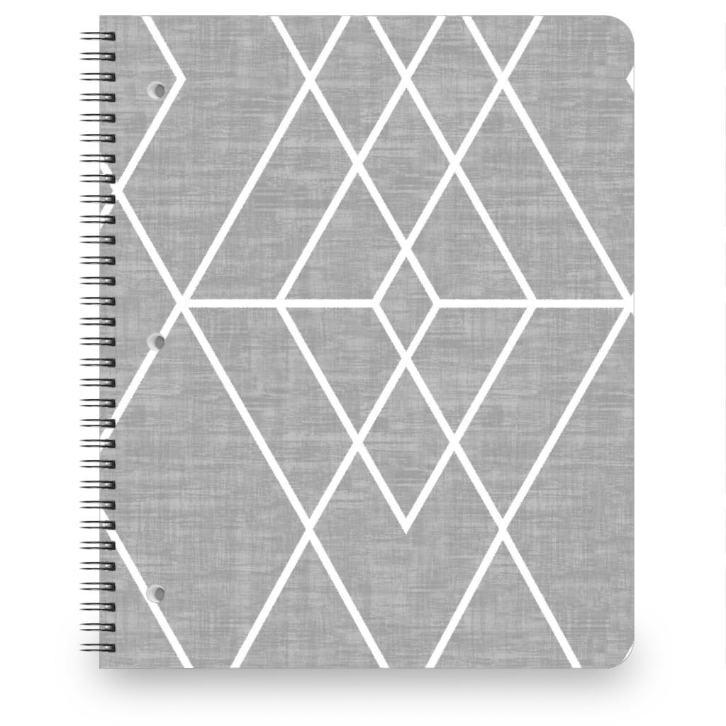 Geometric Grid - Gray Notebook, 8.5x11, Gray