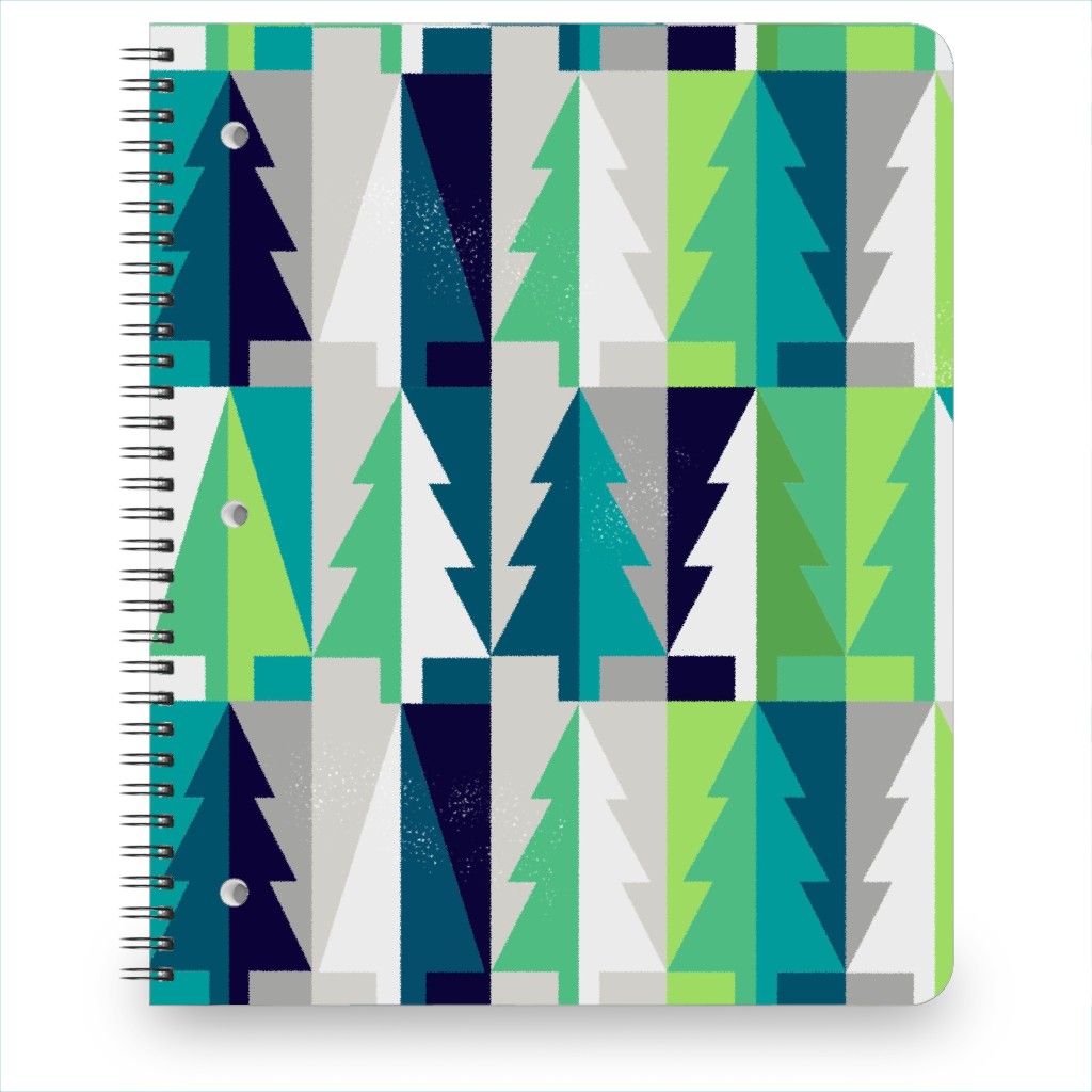 Winter Pine Tree Forest - Green Notebook, 8.5x11, Green