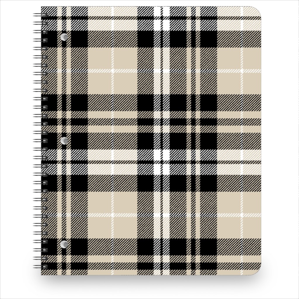 Fall Plaid Notebook, 8.5x11, Beige, Black