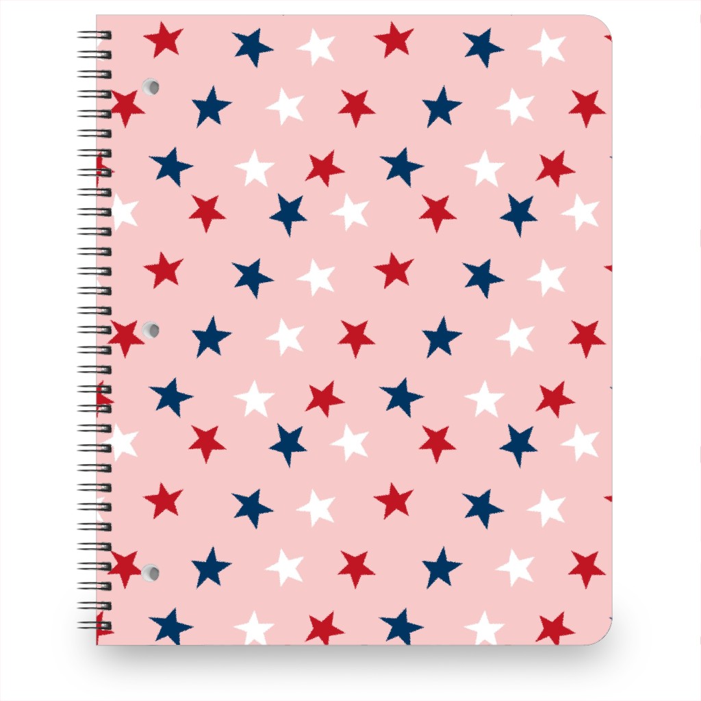 Patriotic Stars Notebook, 8.5x11, Pink, Bright Pink
