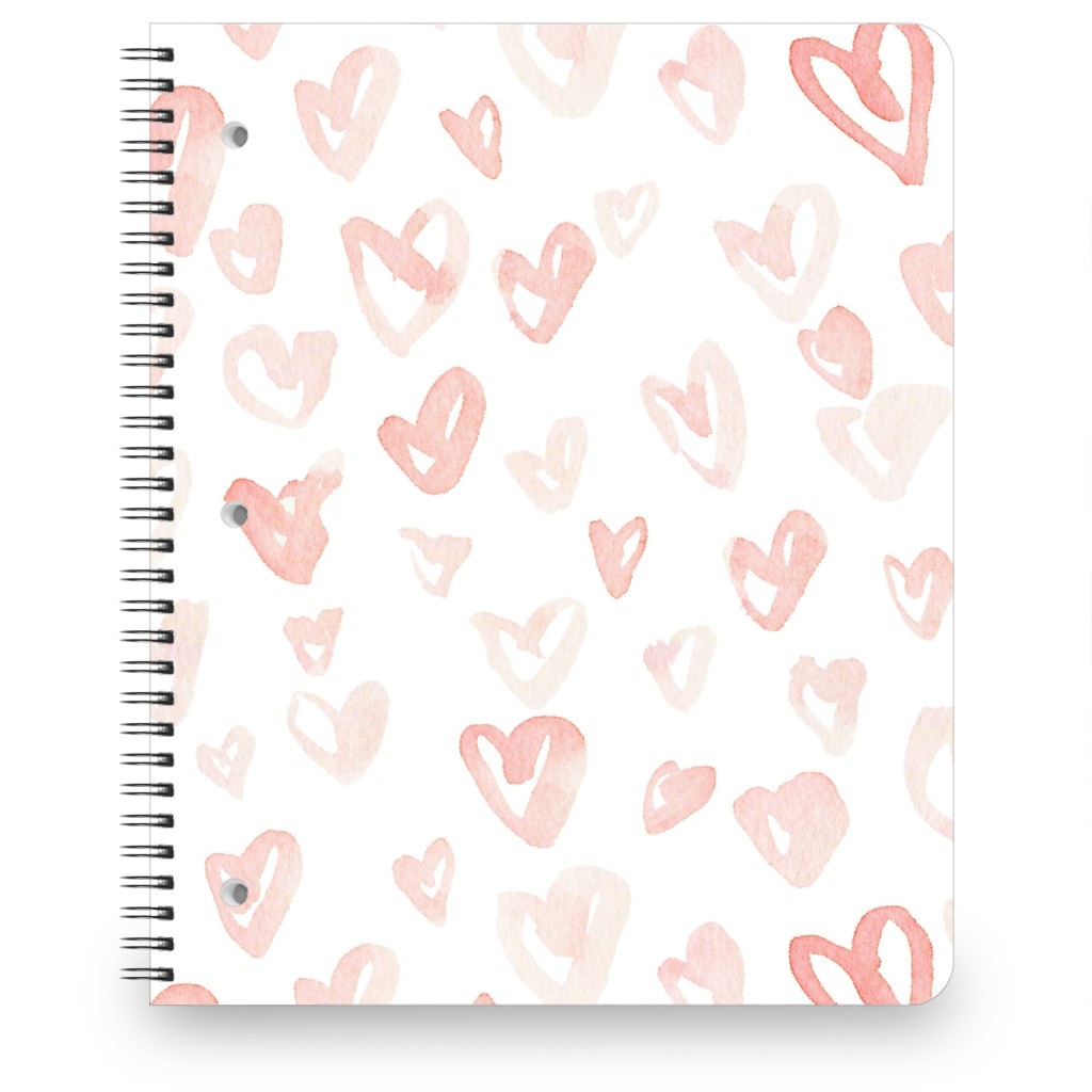 Pale Pink Hearts - Pink Notebook, 8.5x11, Pink