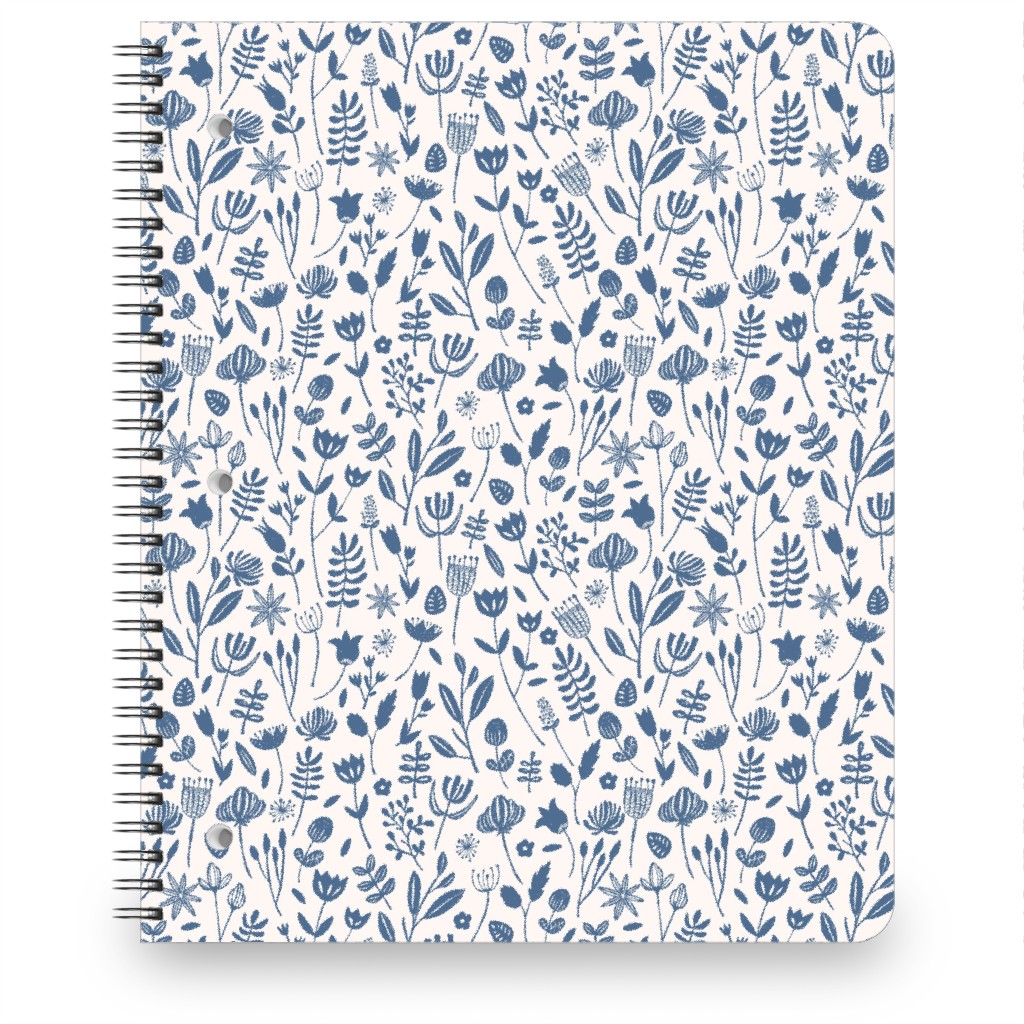Folk Botanical Print - Blue Notebook, 8.5x11, Blue