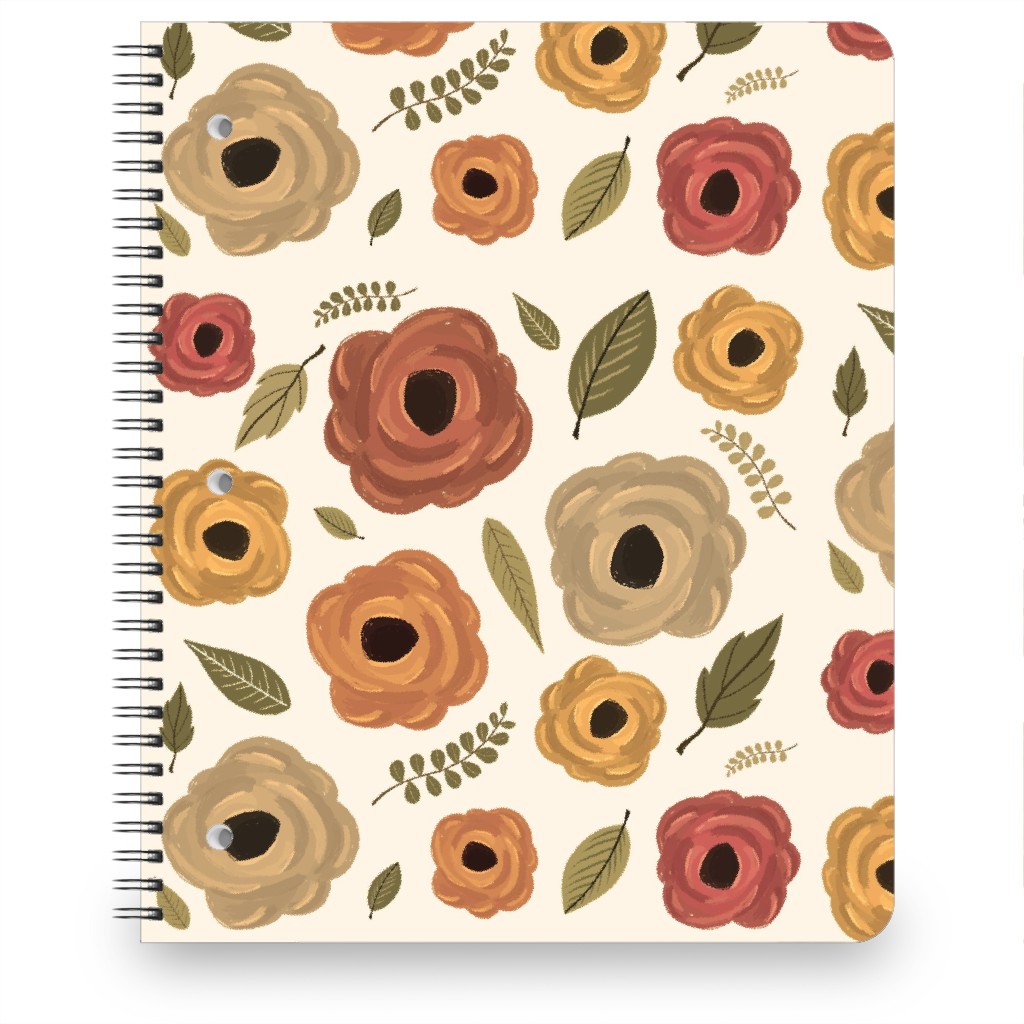 Fall Flowers - Light Notebook, 8.5x11, Multicolor