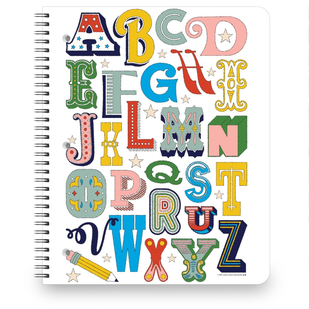 Alphabet Collage Tea Towel & Wall Hanging Notebook, 8.5x11, Multicolor