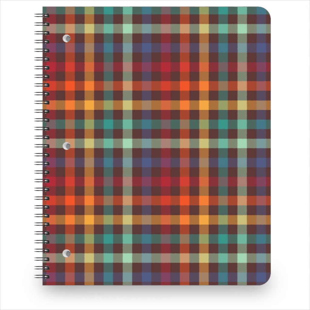 Retro Rainbow Plaid Notebook, 8.5x11, Multicolor