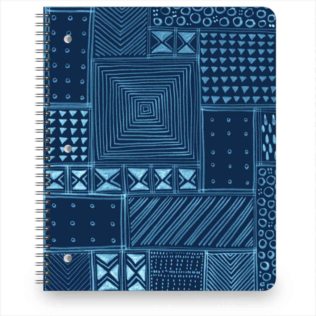 African Tribal Mud Cloth - Indigo Notebook, 8.5x11, Blue