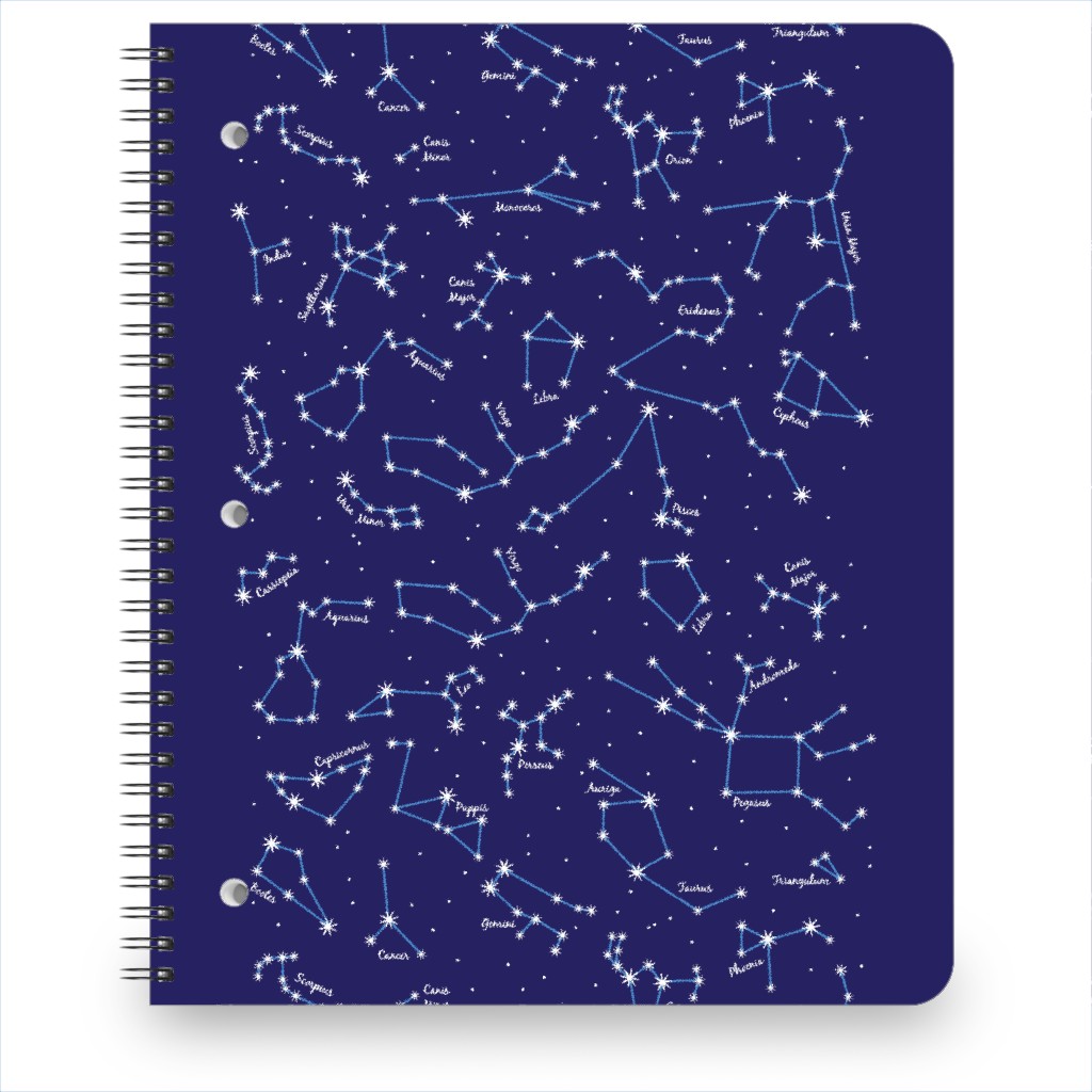 the Night Sky - Blue Notebook, 8.5x11, Blue