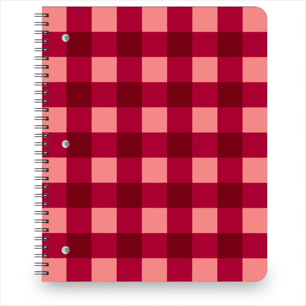 Gingham Check - Red and Pink Notebook, 8.5x11, Red, Red