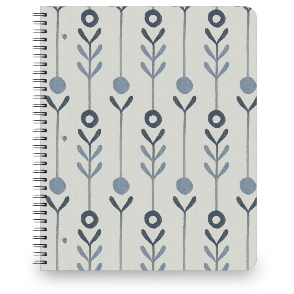 Farmhouse Flowers - Line Art Notebook, 8.5x11, Blue, True Blue