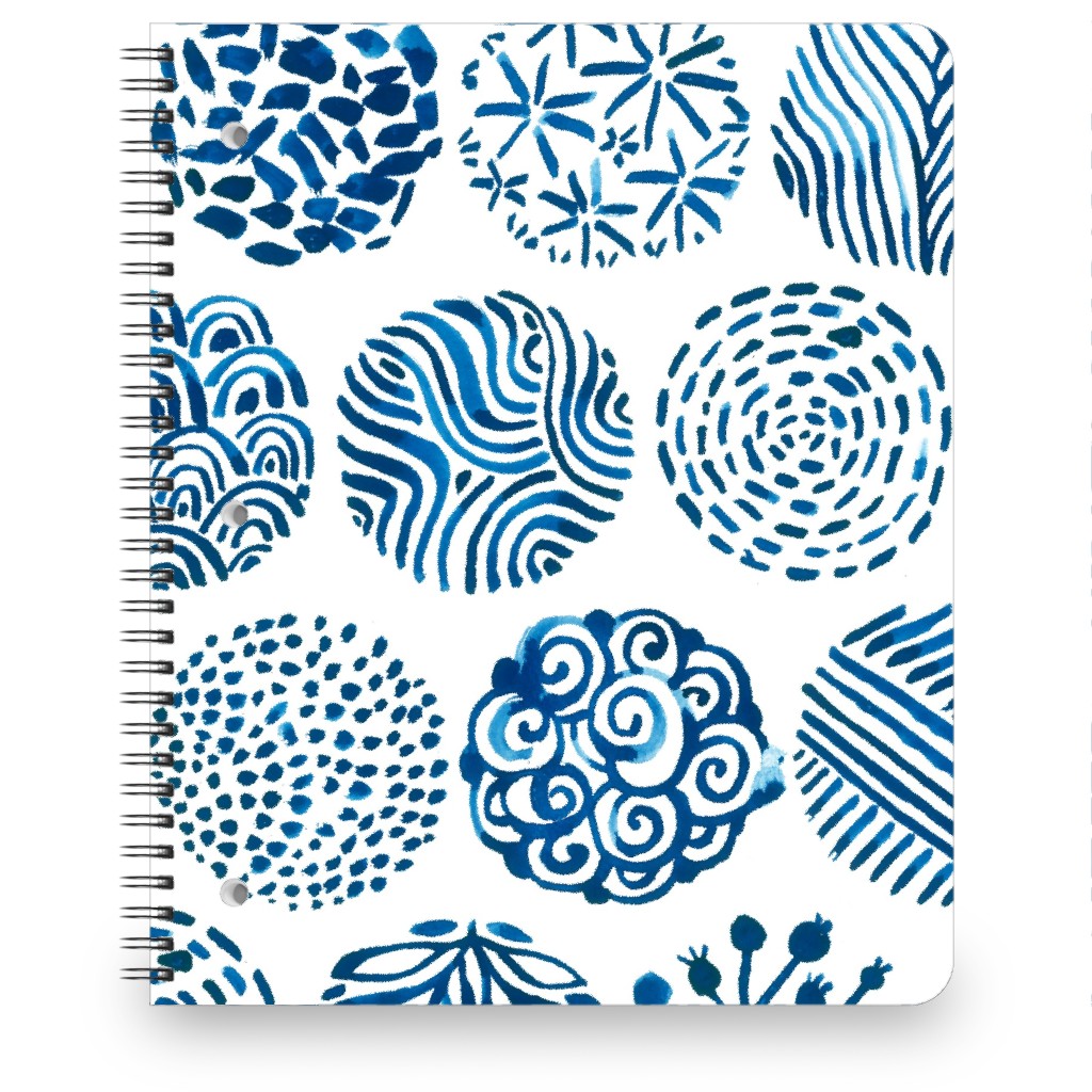 Watercolor Circles of Nature - Blue Notebook, 8.5x11, Blue, True Blue