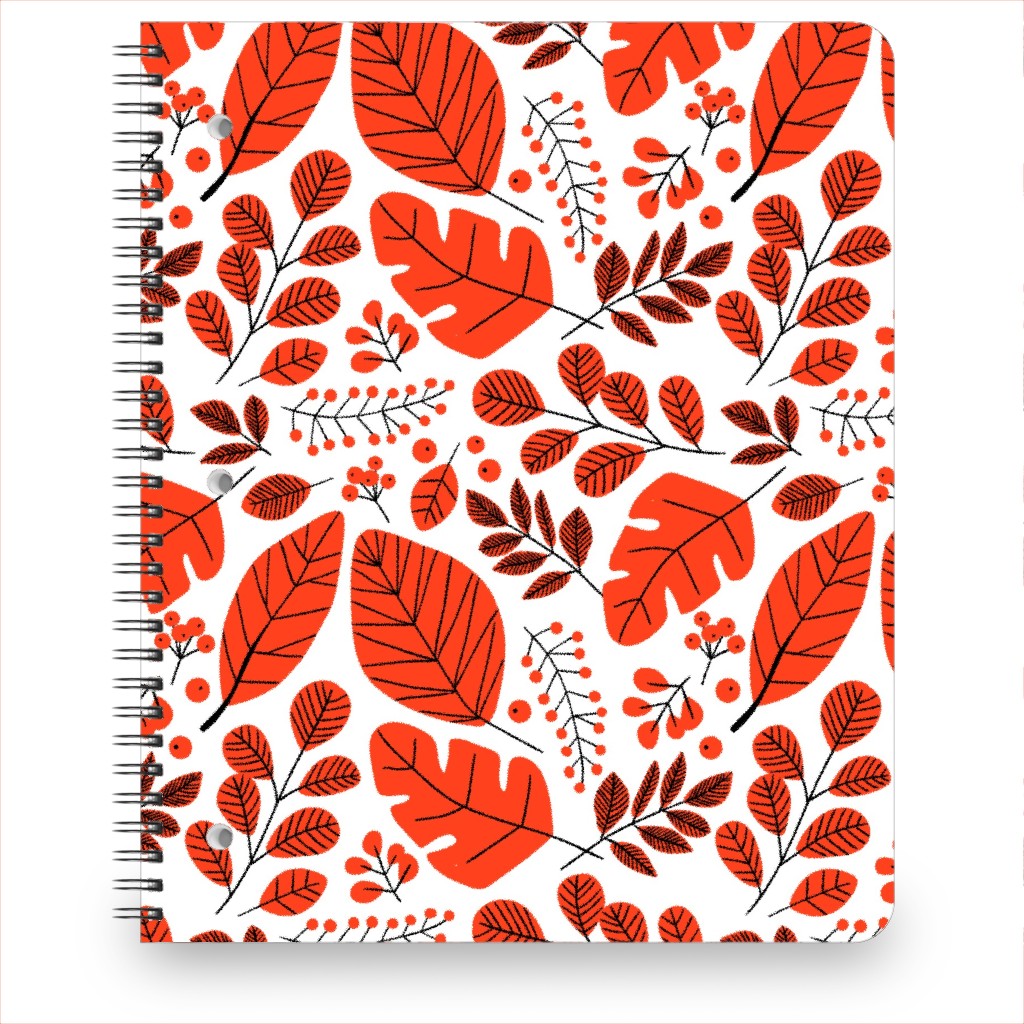 Red Leaves Notebook, 8.5x11, Red