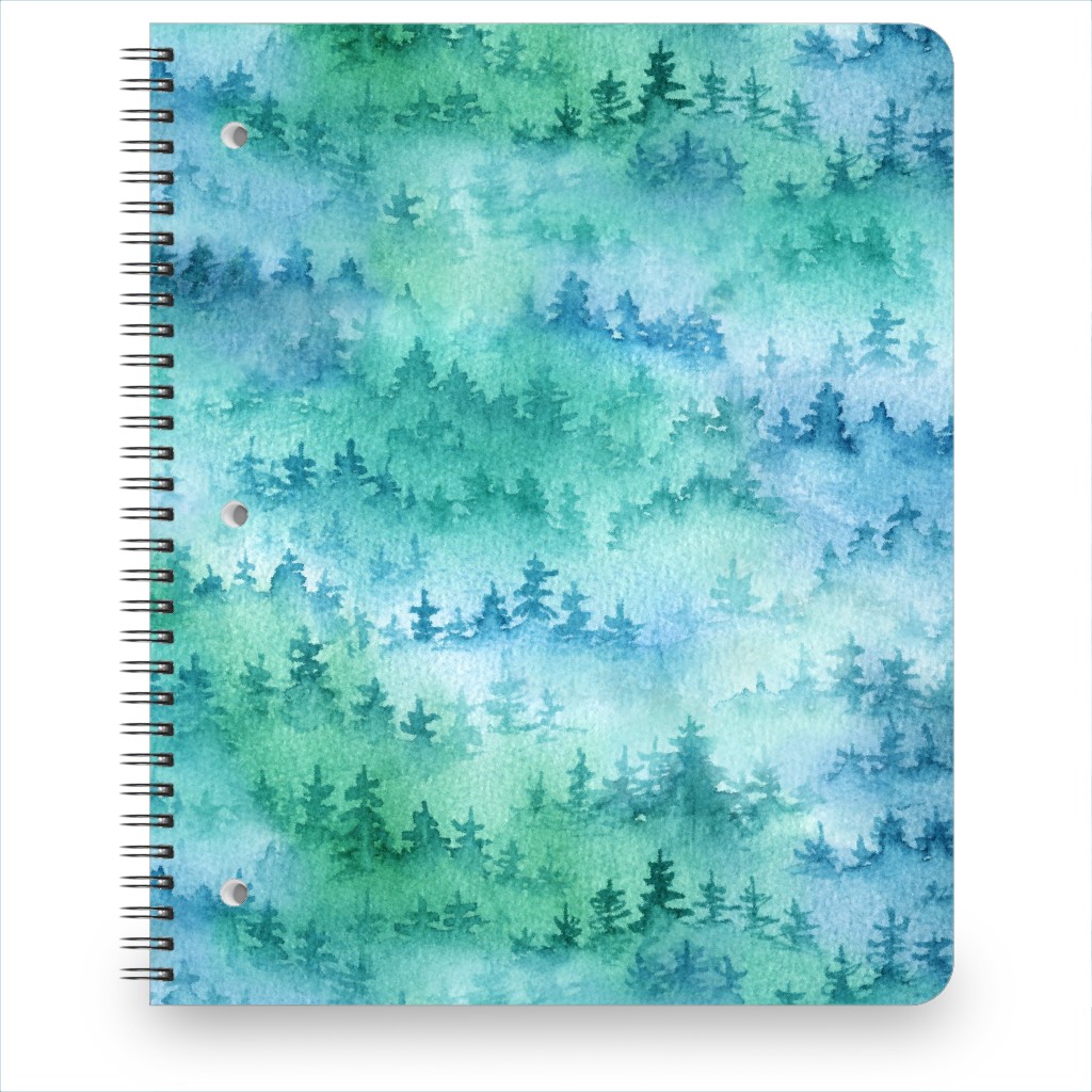 Watercolor Forest - Green and Blue Notebook, 8.5x11, Green, Classic Green