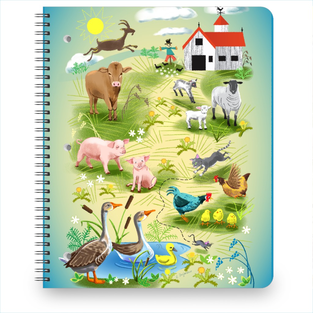 Animals on the Farm - Multi Notebook, 8.5x11, Multicolor