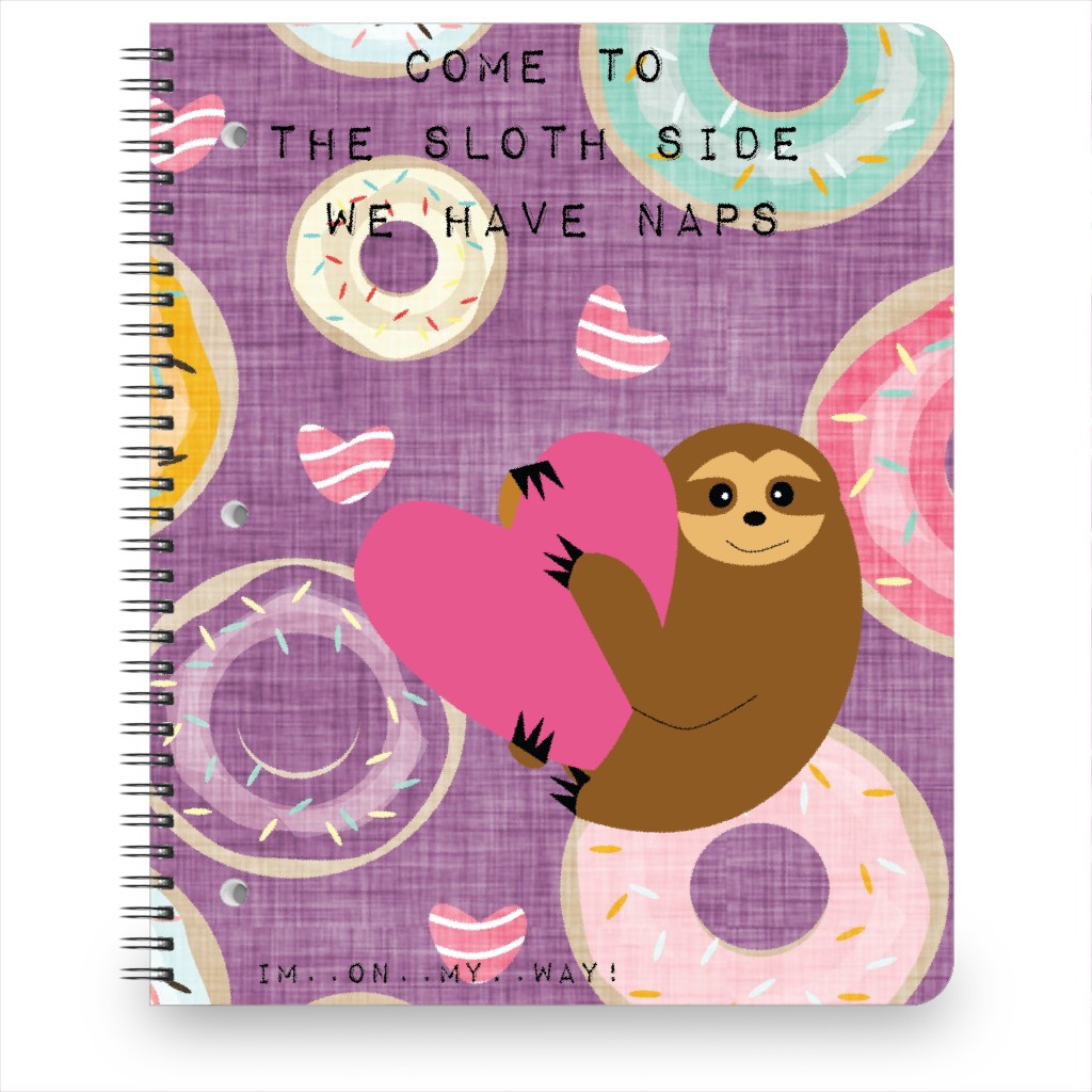 Come To the Sloth Side - Purple Notebook, 8.5x11, Purple, Purple