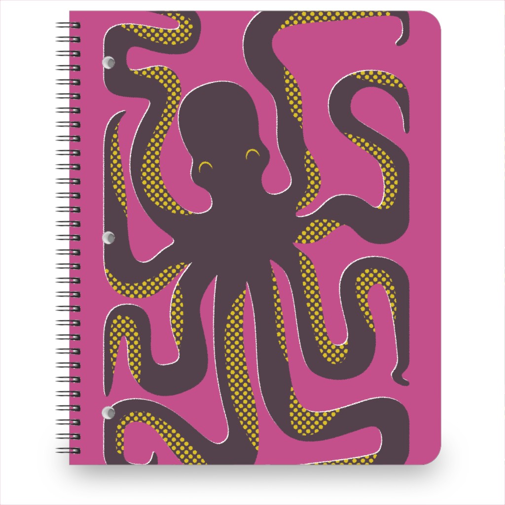 Octopus Box Mime - Pink Notebook, 8.5x11, Pink