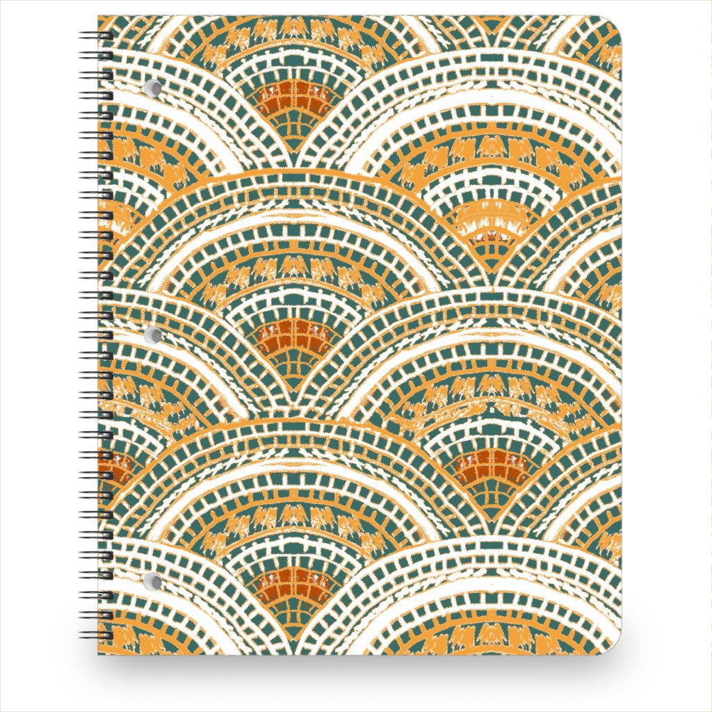 Earthy Fans - Orange Green and Gold Notebook, 8.5x11, Multicolor