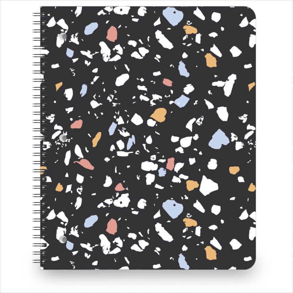 Terrazzo Print - Dark Notebook, 8.5x11, Black