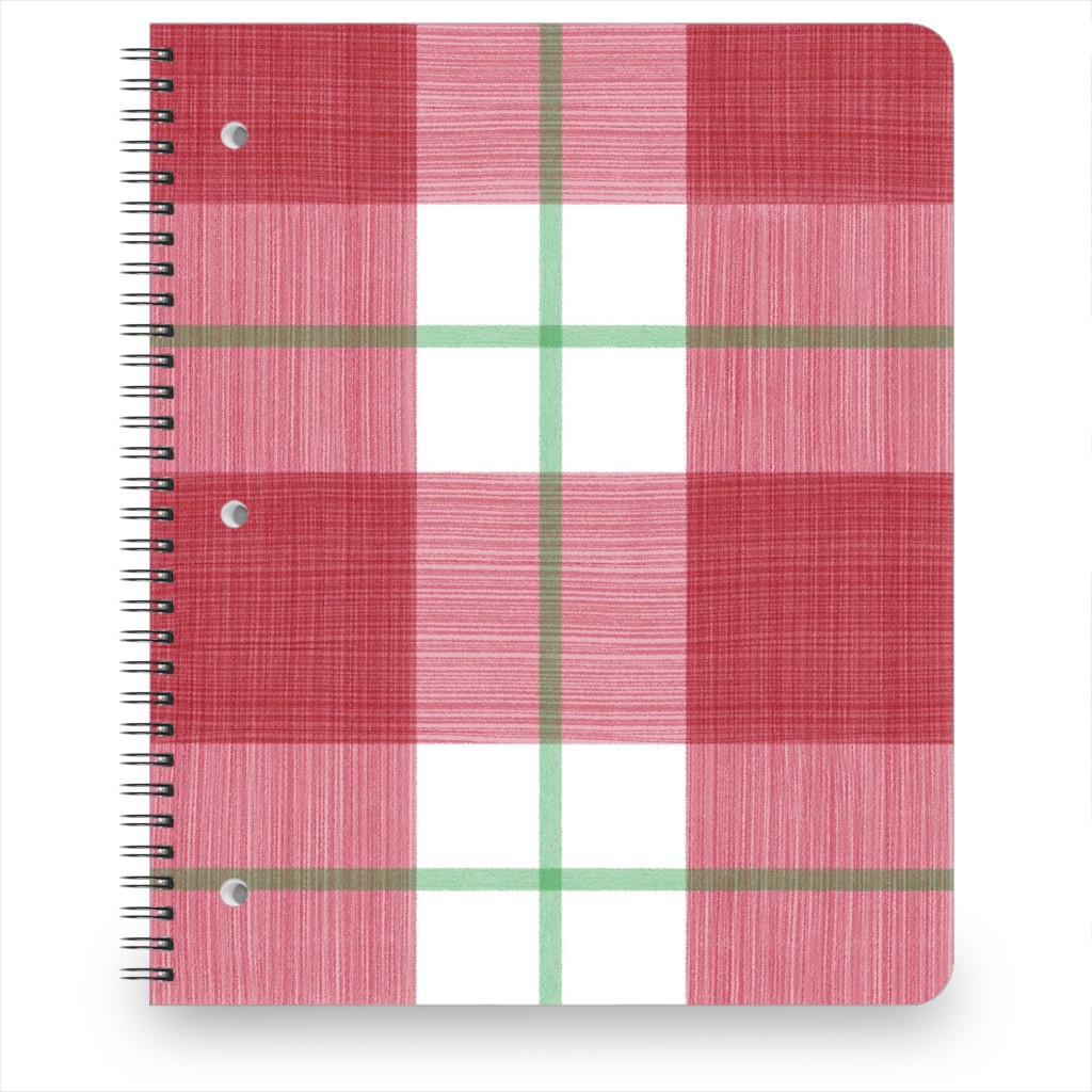 Double Plaid Notebook, 8.5x11, Red, Apple