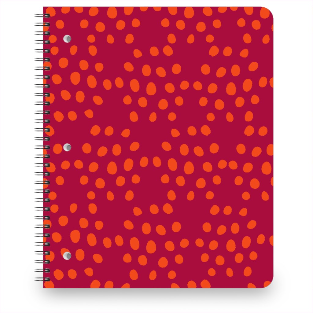 Hexagon Dots - Red and Orange Notebook, 8.5x11, Red