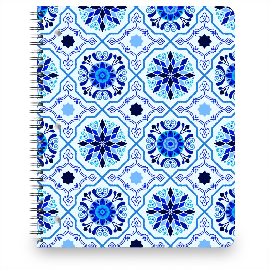 Cheery Royal Blue Modern Moorish Tiles - Blue Notebook, 8.5x11, Blue