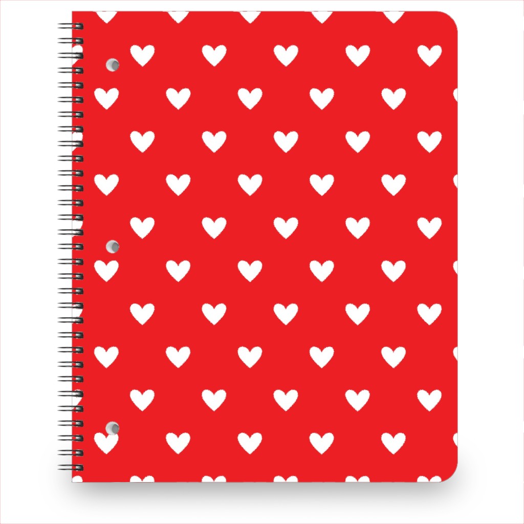 Love Hearts - Red Notebook, 8.5x11, Red