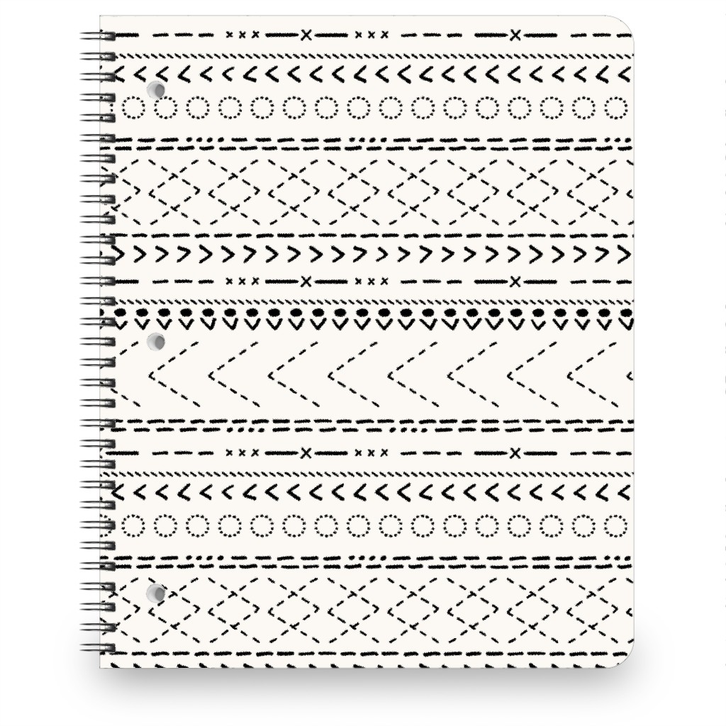 Minimal Mudcloth Bohemian - Light Notebook, 8.5x11, Beige