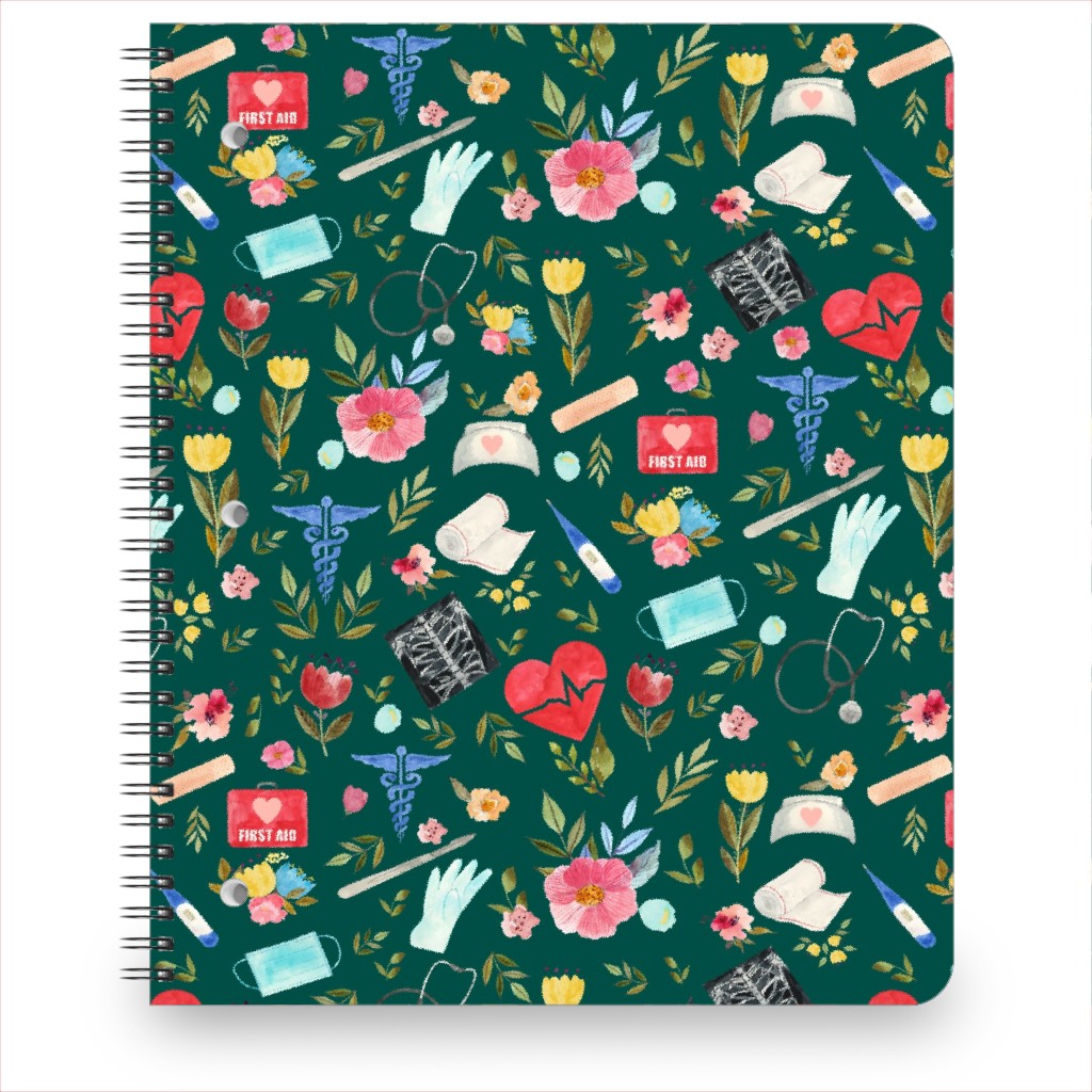 Love To Care Notebook, 8.5x11, Green, Deep Sea