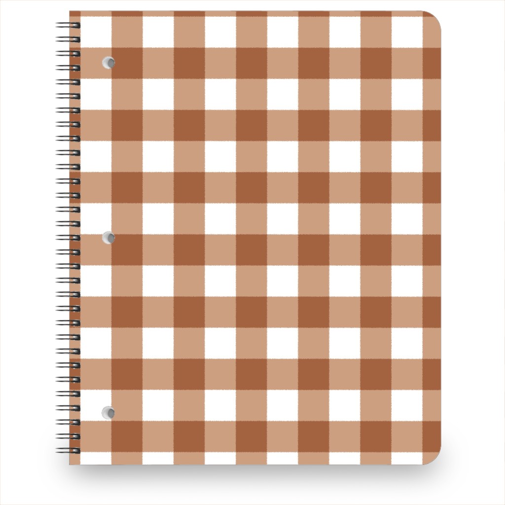 Gingham Plaid Check Notebook, 8.5x11, Brown, Toast