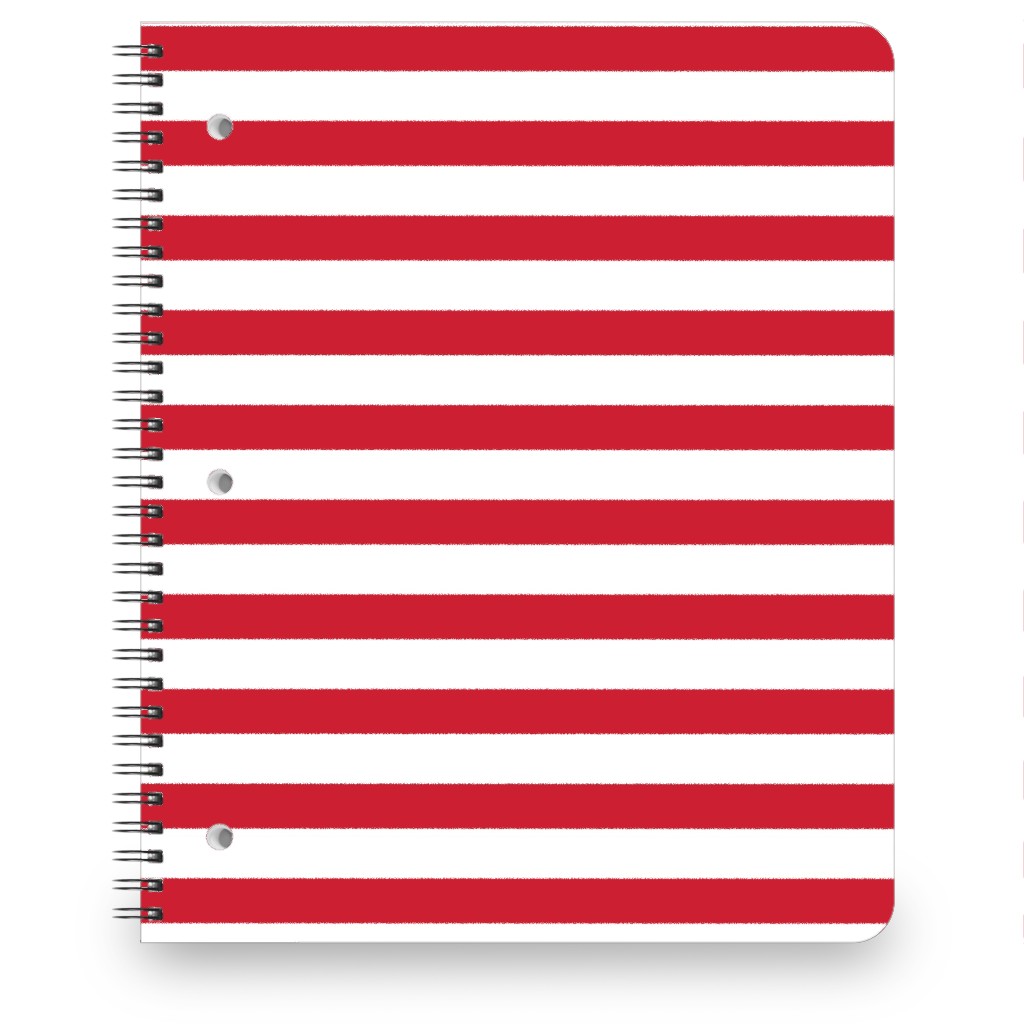 Stripes - Red and White Notebook, 8.5x11, Red, Red