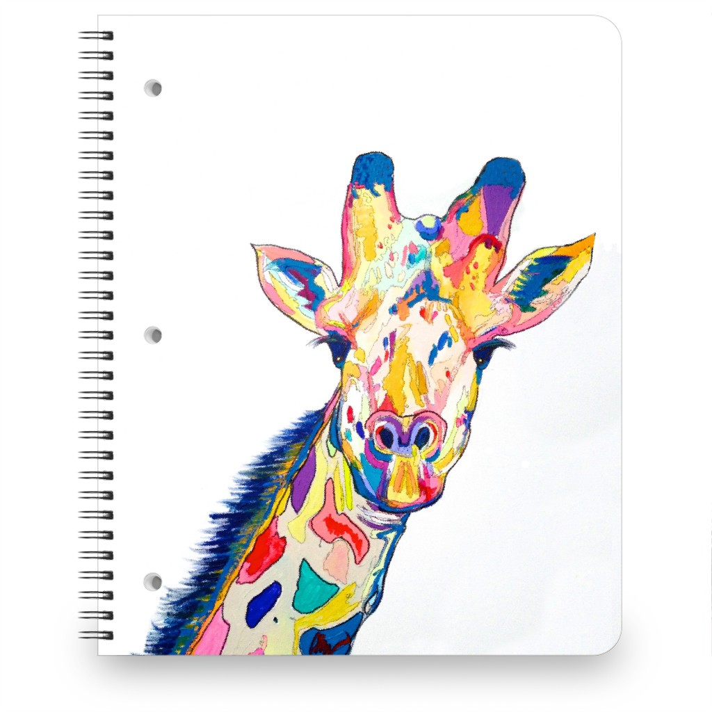 the Painted Giraffe - Multi on White Notebook, 8.5x11, Multicolor