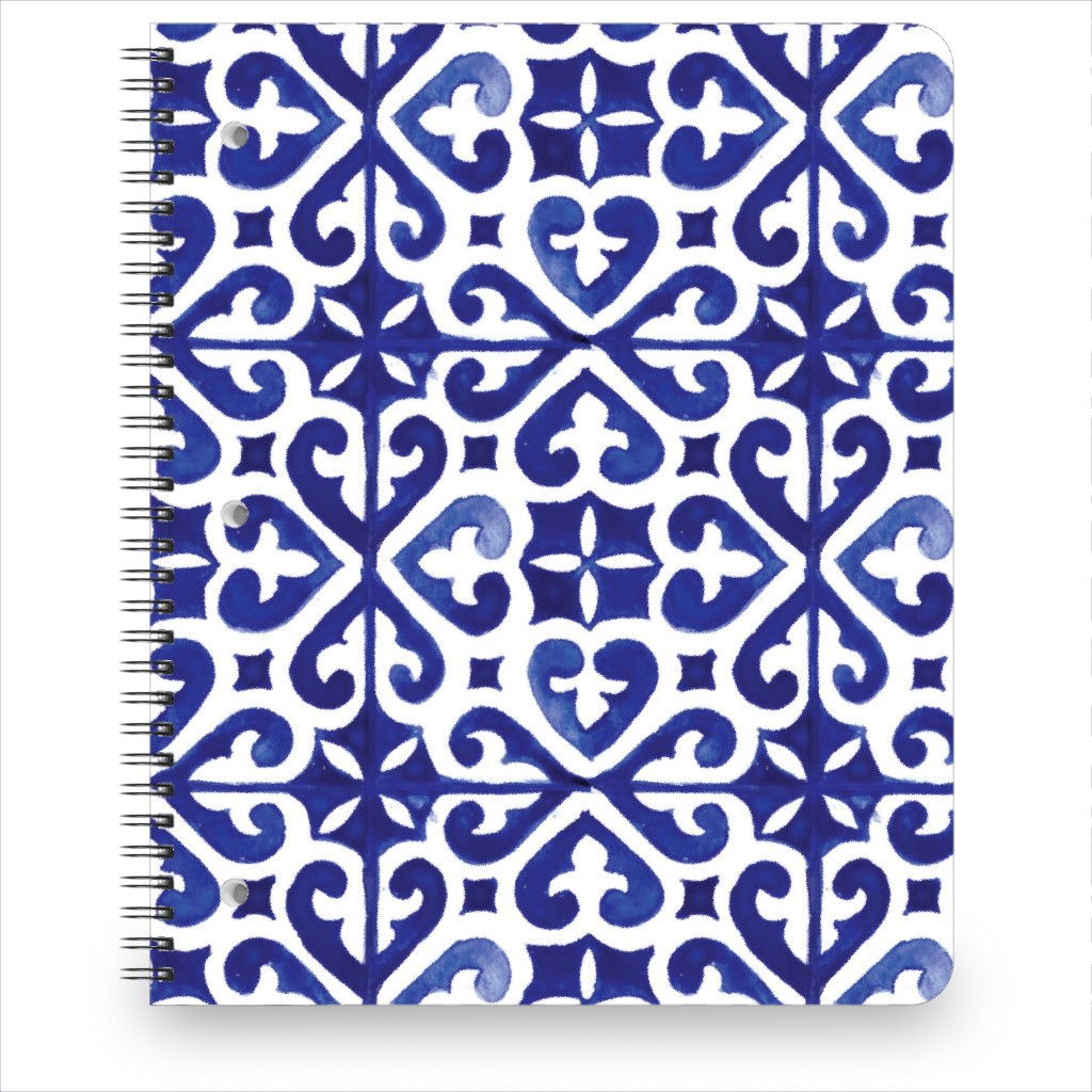 Lisbon Tiles Watercolor - Blue Notebook, 8.5x11, Blue, True Blue