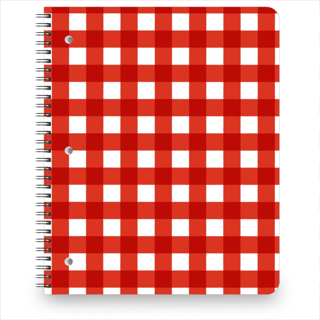 Gingham Plaid Check Notebook, 8.5x11, Red