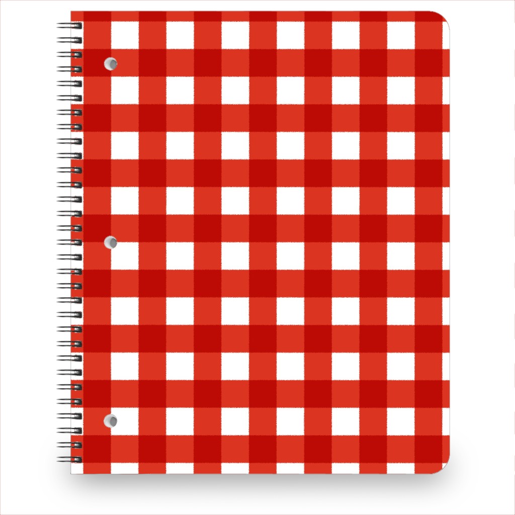 Gingham Plaid Check Notebook, 8.5x11, Red, Red