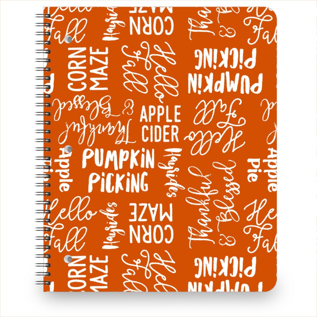 Favorite Things of Fall - Fall Words on Cider Notebook, 8.5x11, Orange