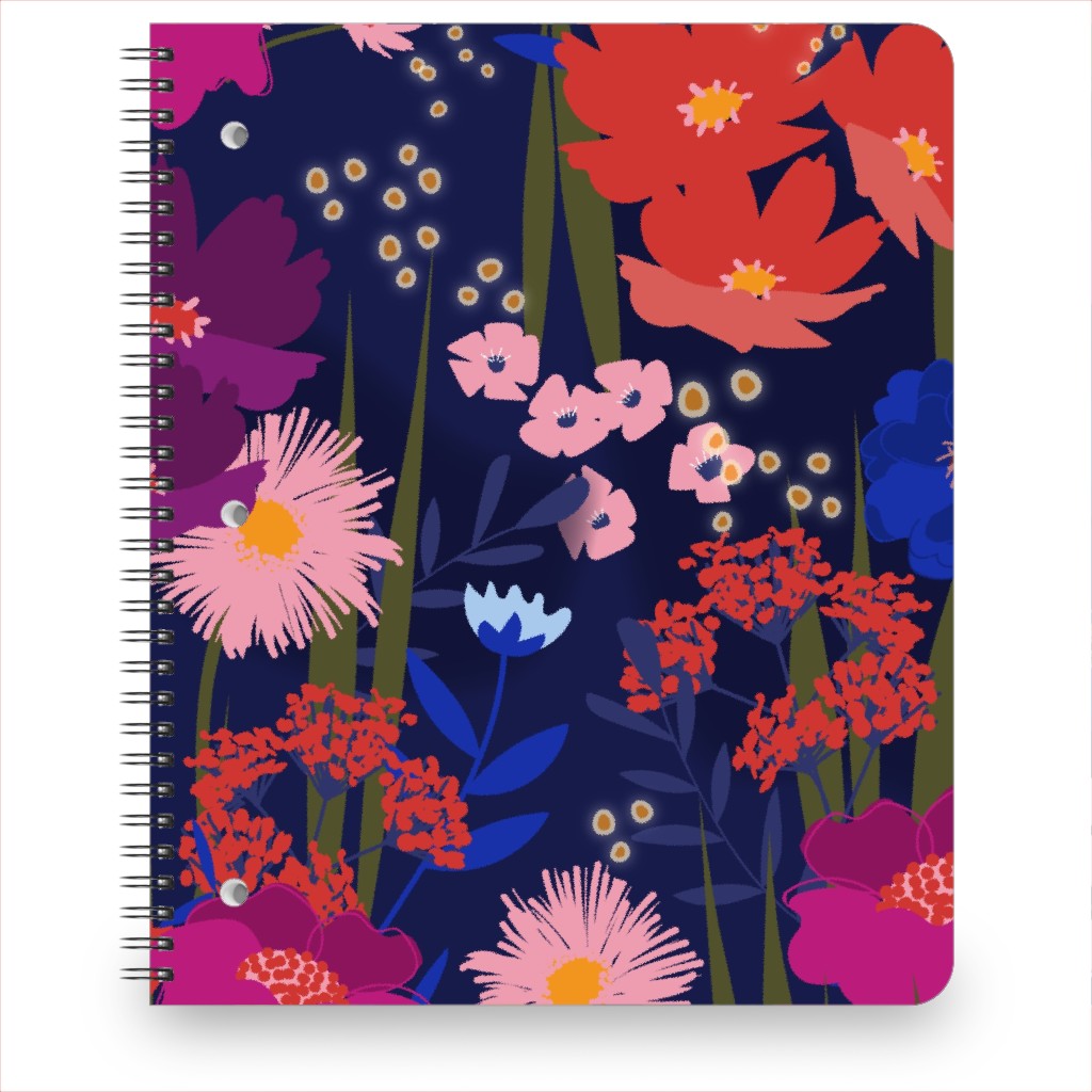 Summer Nights Floral - Dark Notebook, 8.5x11, Multicolor
