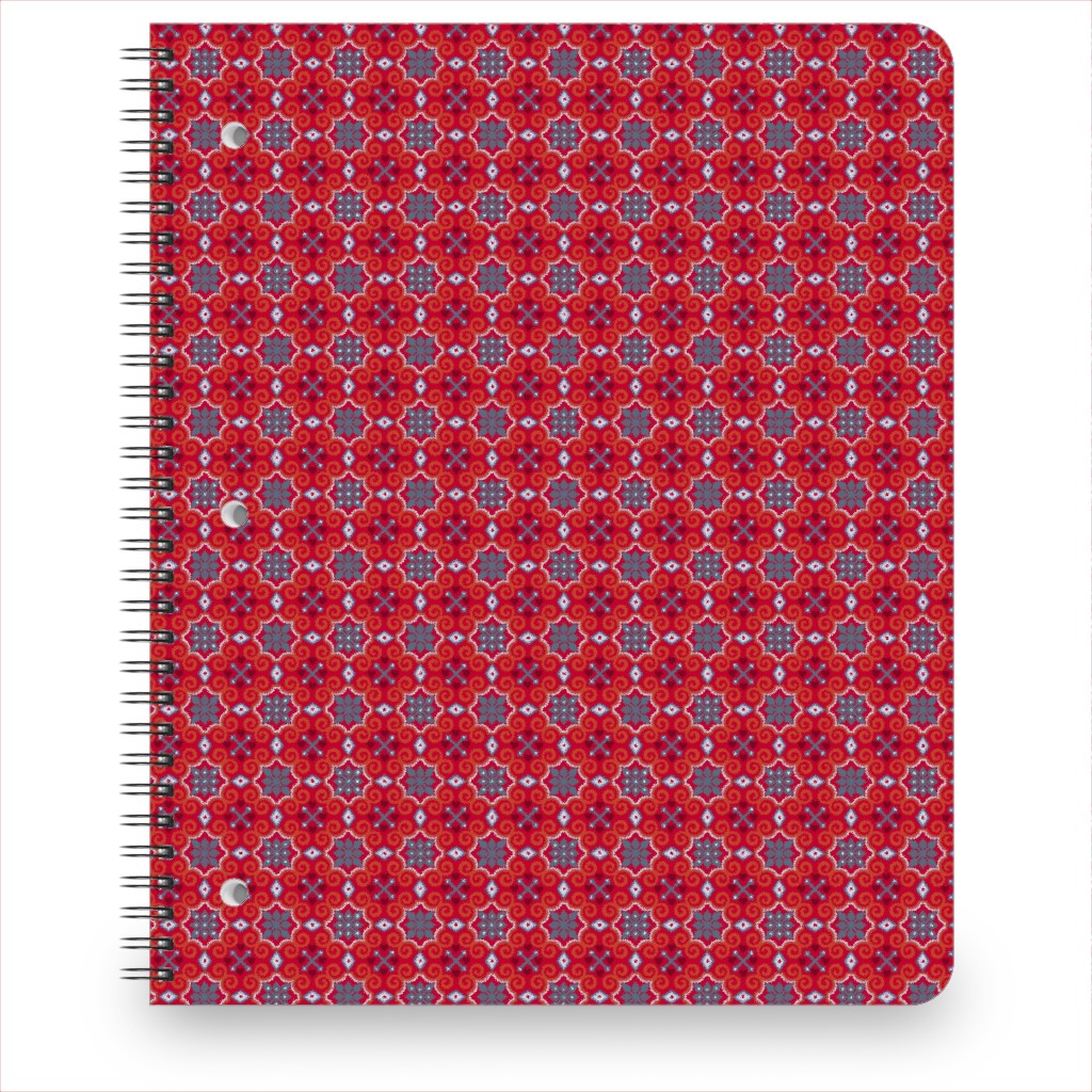 Oriental Ornament - Red Notebook, 8.5x11, Red