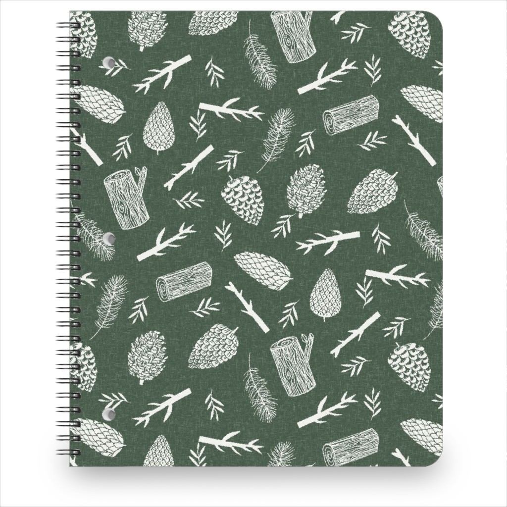 Pinecones - Hunter Green Notebook, 8.5x11, Green