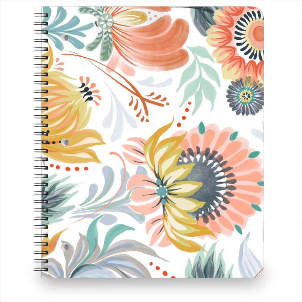 Folksy Floral - Multi on White Notebook, 8.5x11, Multicolor