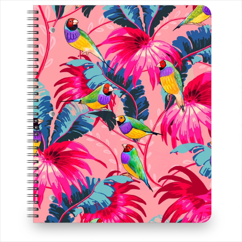 Tropical Birds & Botanicals - Pink Notebook, 8.5x11, Pink, Bright Pink